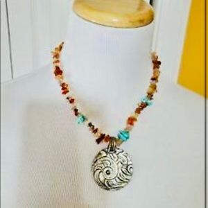 Coldwater Creek Turquoise/Amber 18” Necklace
